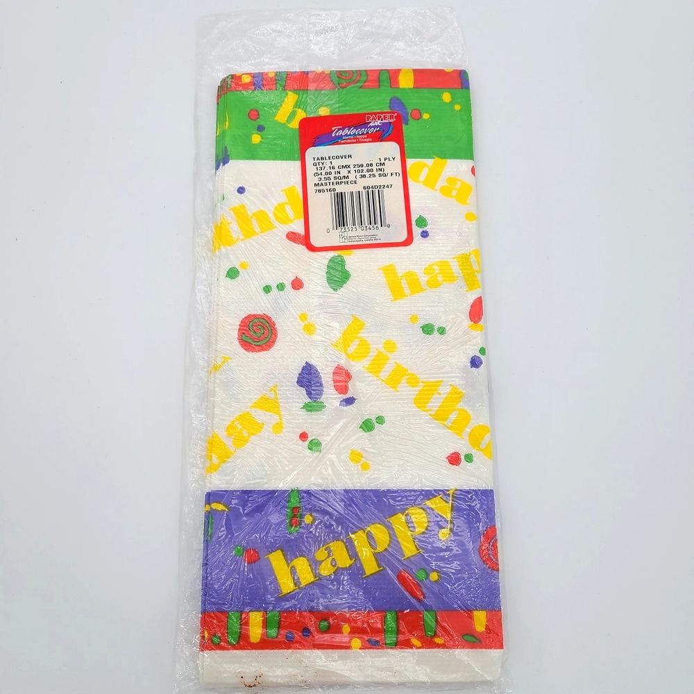 Vintage Paper Art Happy Birthday Extra Large Tablecover 54" x 102" Masterpiece